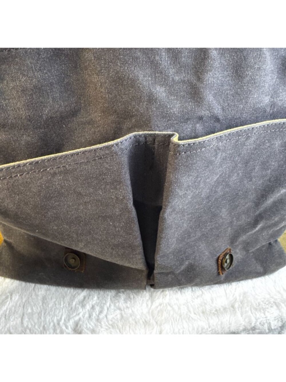 Vintage-Inspired Messenger Leather & Waxed Canvas Briefcase Satchel Laptop Bag - Picture 8 of 11